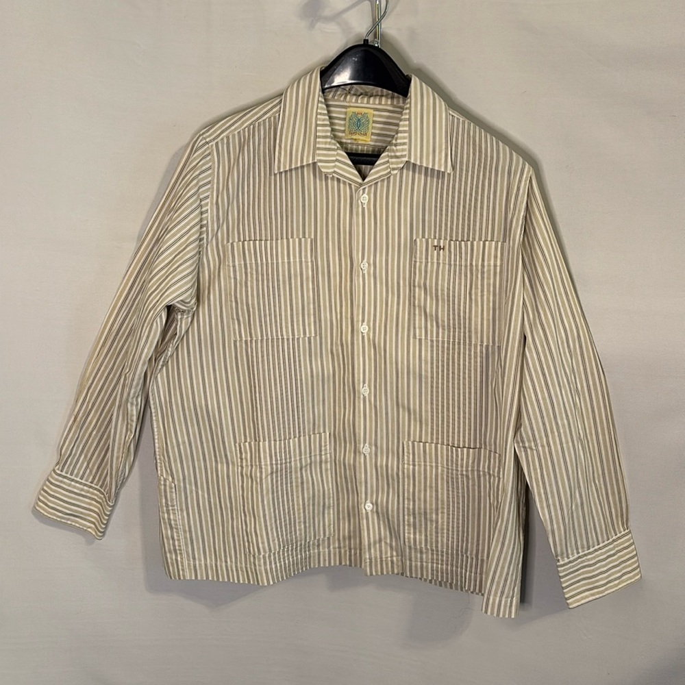 DOS CAROLINAS stripe Guayabera Long Sleeve Men's Button Up Shirt